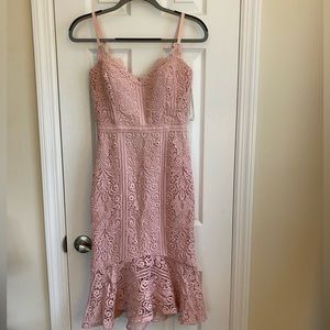 Guess pink lace midi dress